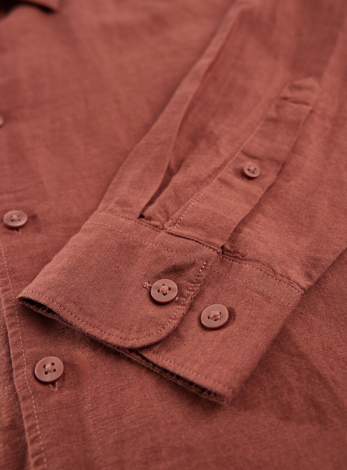 Brown Linen Blend Long Sleeve Button Up Shirt XXL - Image 4 thumbnail