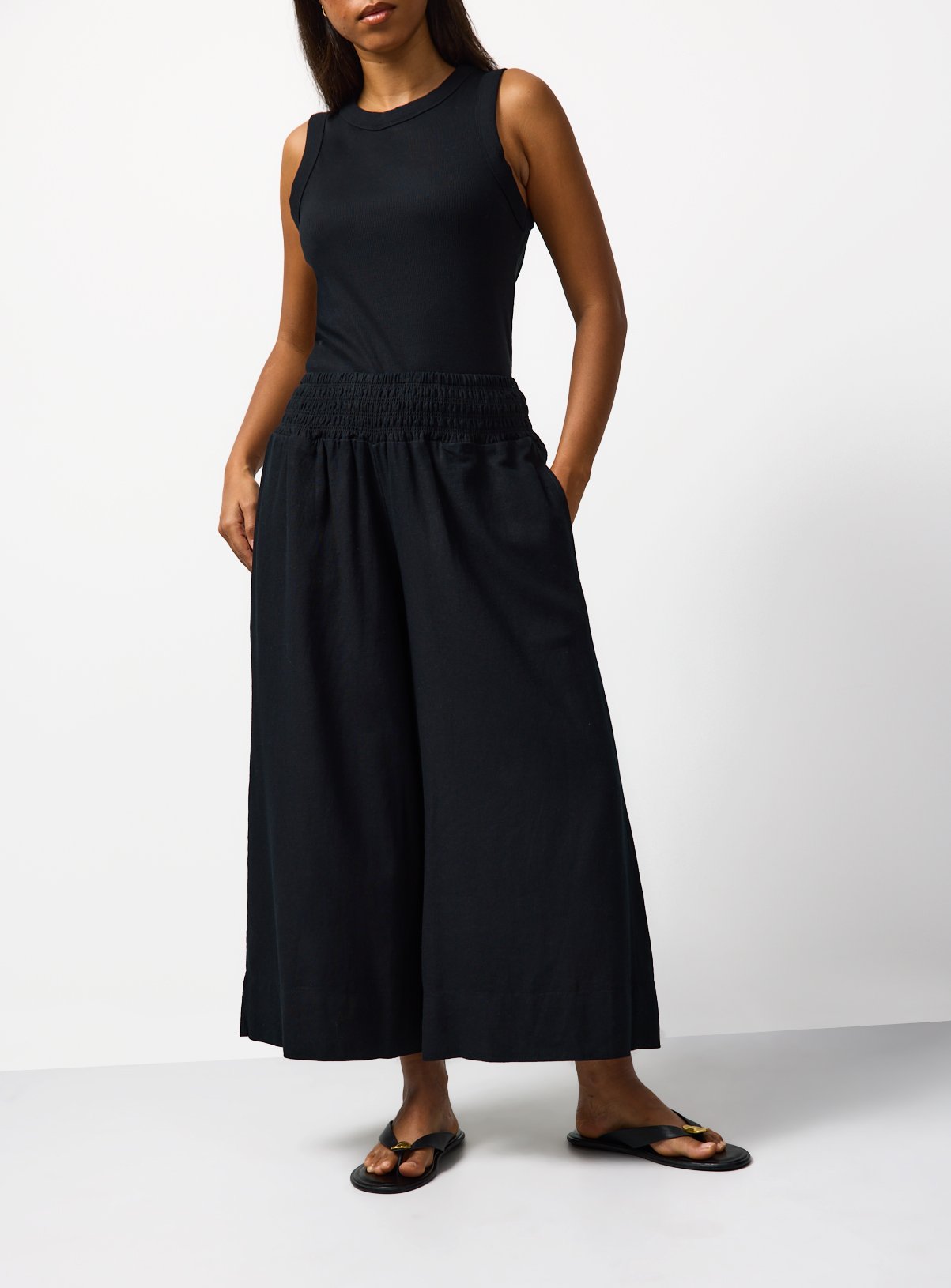 Black Linen Blend Culottes 8 - Image 2 thumbnail