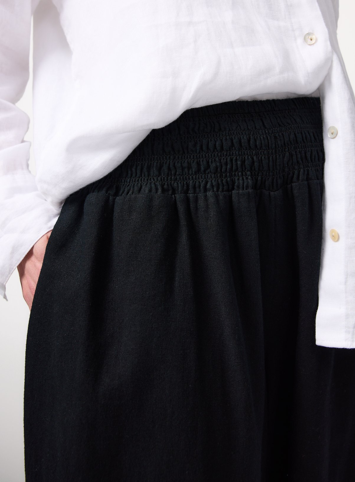 Black Linen Blend Wide Leg Trousers 20 - Image 3 thumbnail