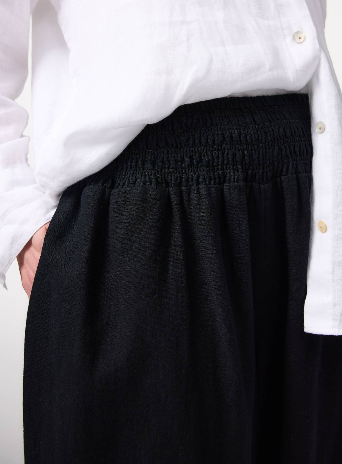 Black Linen Blend Wide Leg Trousers 20 - Image 3