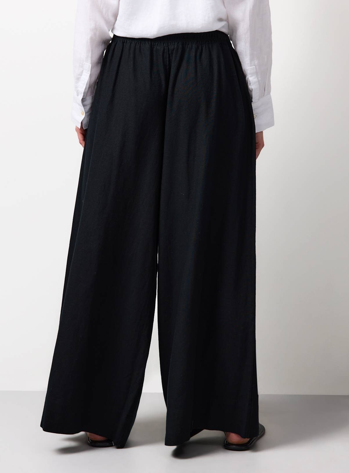 Black Linen Blend Wide Leg Trousers 20 - Image 4