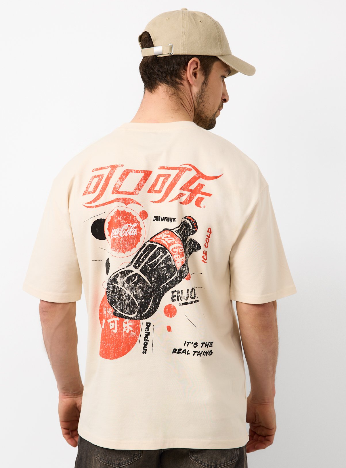 Buy Cream Japanese Coca Cola Graphic Relaxed T-Shirt L | Gifts for