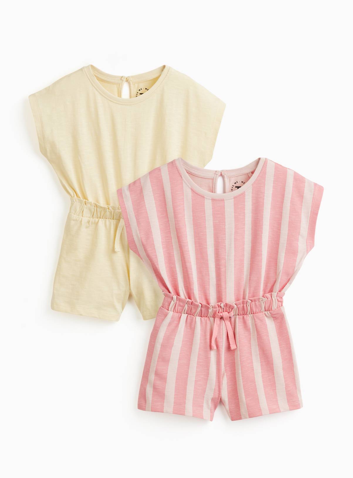 Yellow & Pink Jersey Playsuits 2 Pack 5-6 years - Image 1