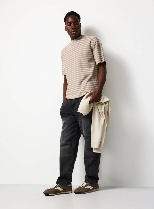 Stone Stripe Ribbed Relaxed T-Shirt XXXXL