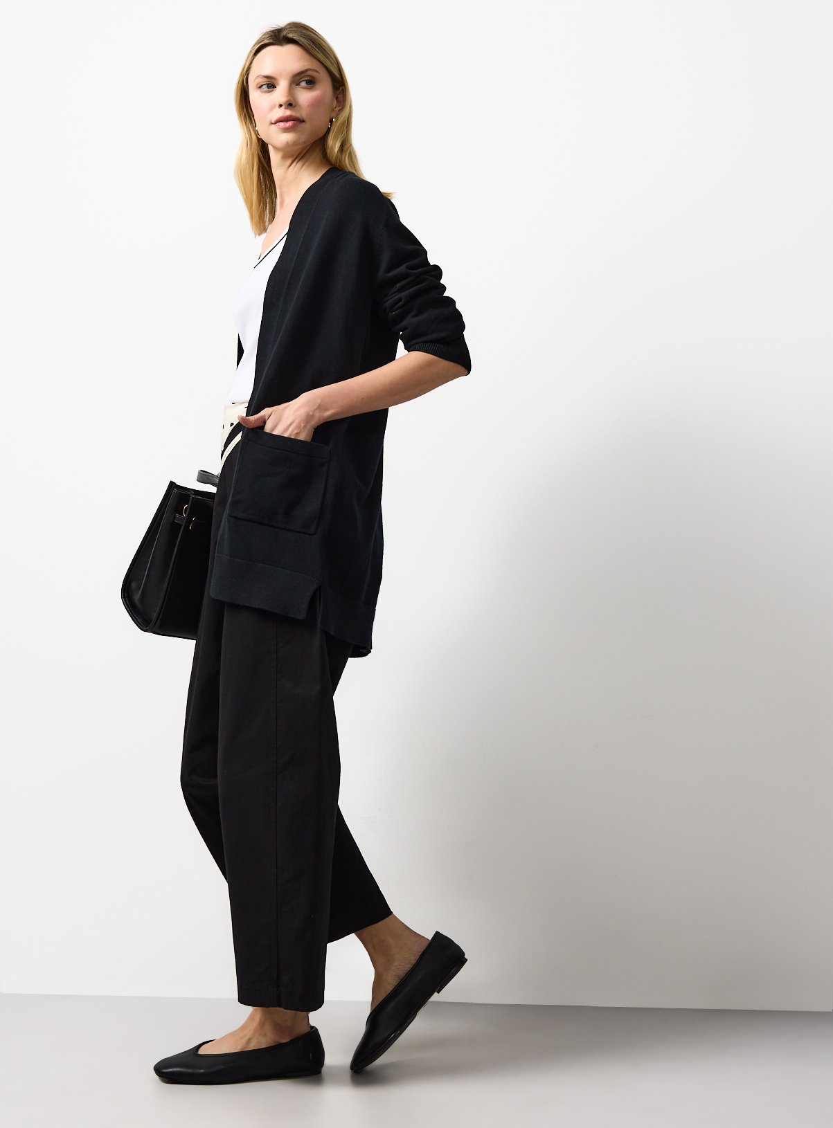 Black Cotton Longline Pocket Cardigan 10 - Image 2 thumbnail