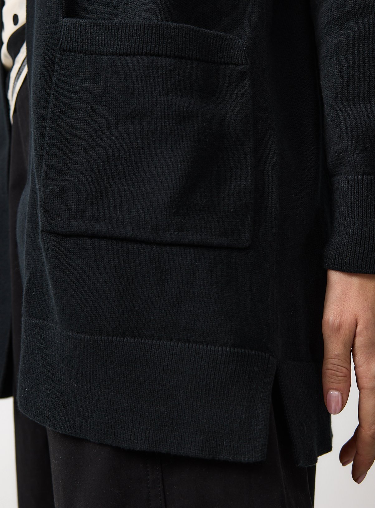 Black Cotton Longline Pocket Cardigan 10 - Image 3 thumbnail