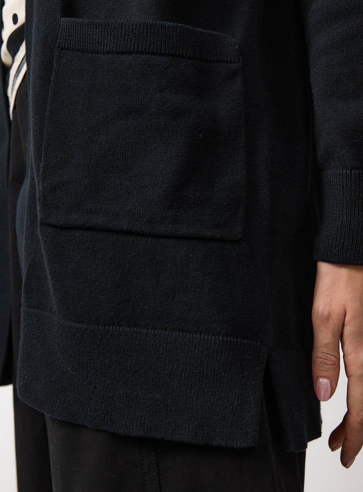 Black Cotton Longline Pocket Cardigan 10 - Image 3