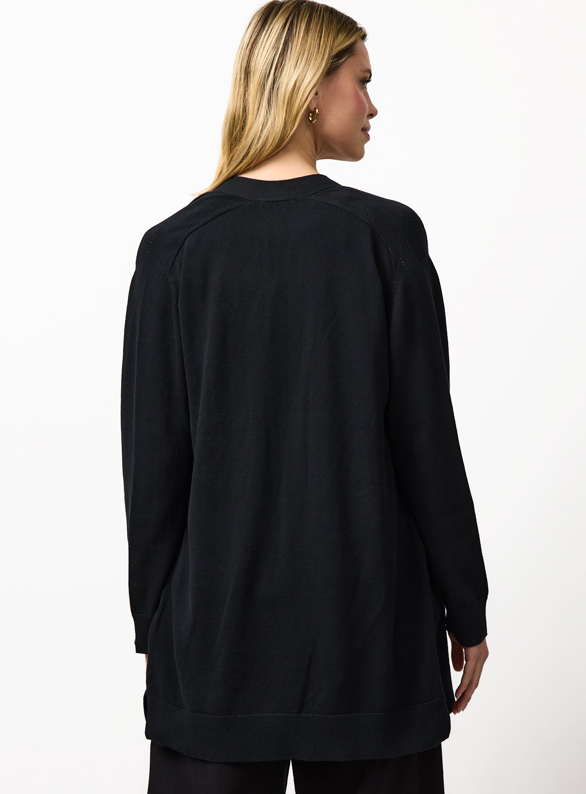 Black Cotton Longline Pocket Cardigan 10 - Image 4 thumbnail