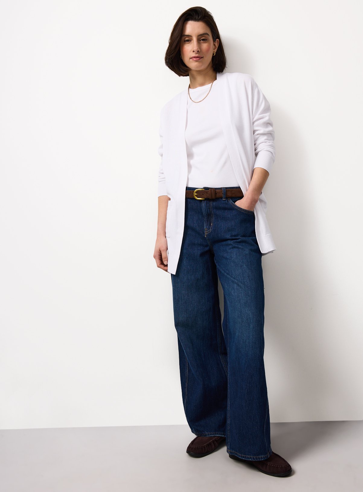White Longline Pocket Detail Cardigan 12 - Image 2 thumbnail