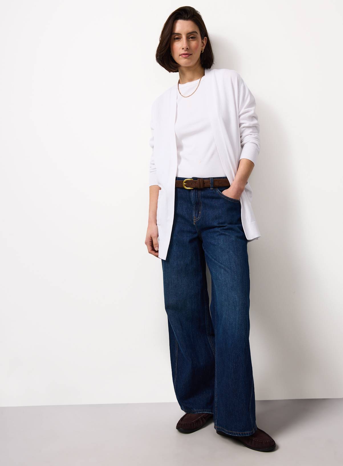 White Longline Pocket Detail Cardigan 12 - Image 2