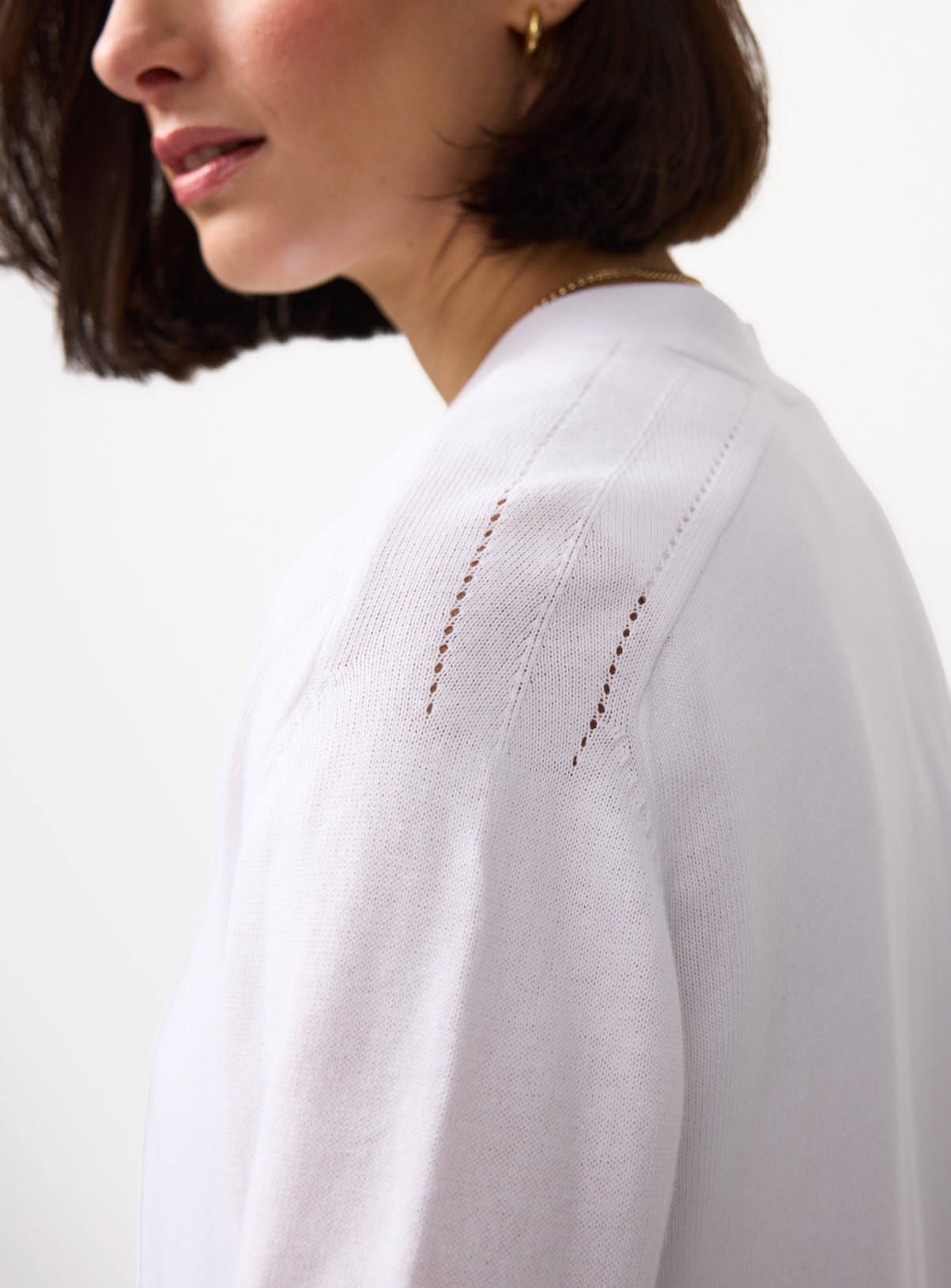 White Longline Pocket Detail Cardigan 12 - Image 3 thumbnail