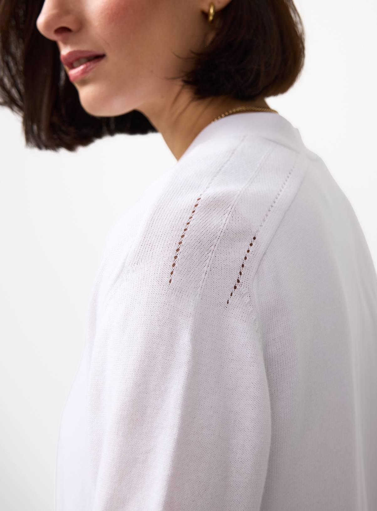 White Longline Pocket Detail Cardigan 12 - Image 3