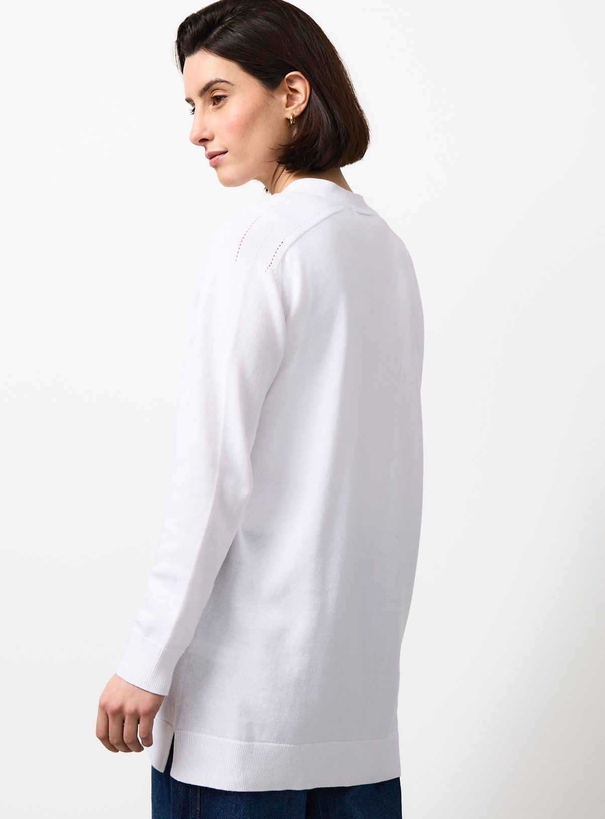 White Longline Pocket Detail Cardigan 12 - Image 4 thumbnail