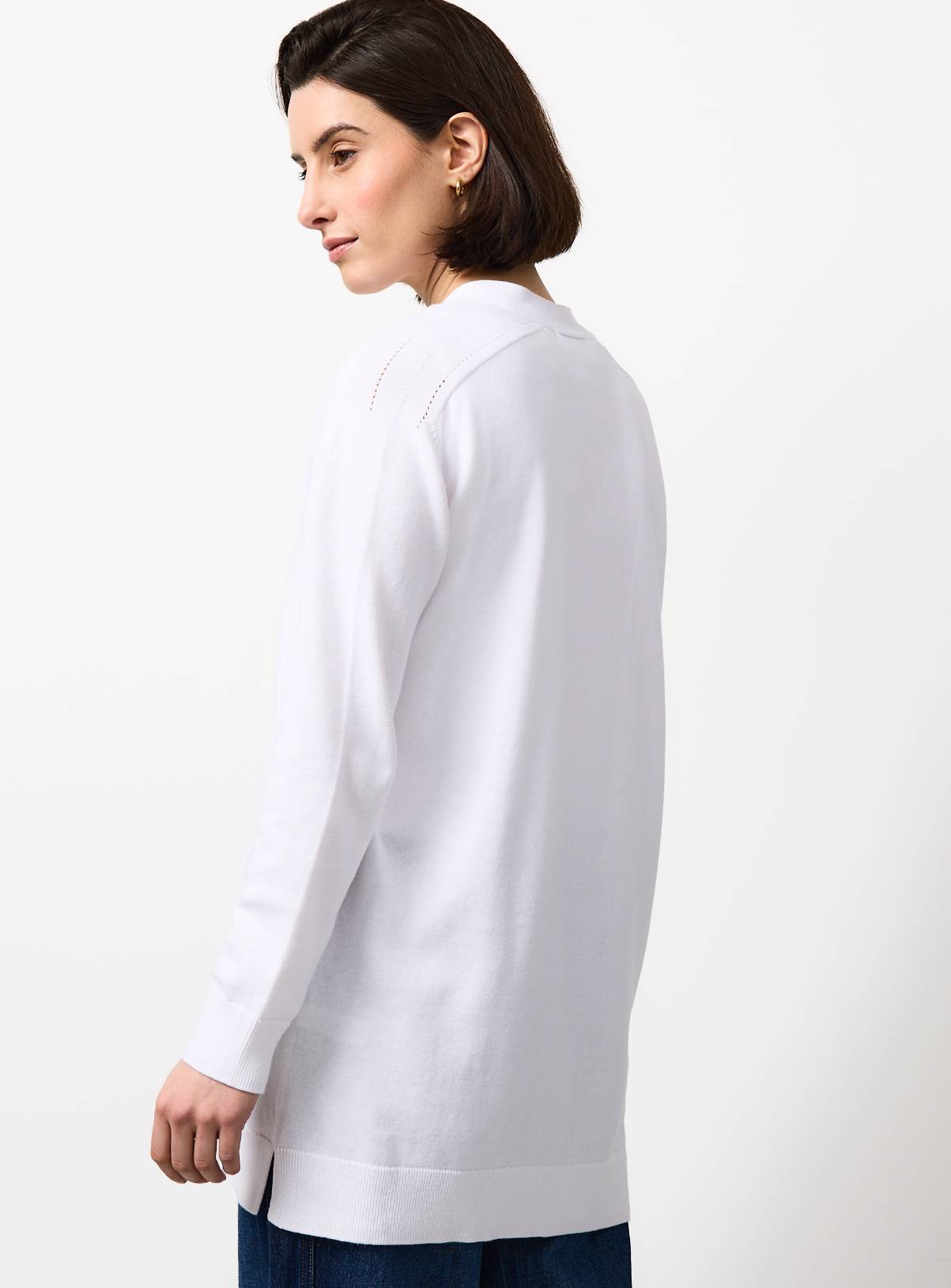 White Longline Pocket Detail Cardigan 12 - Image 4