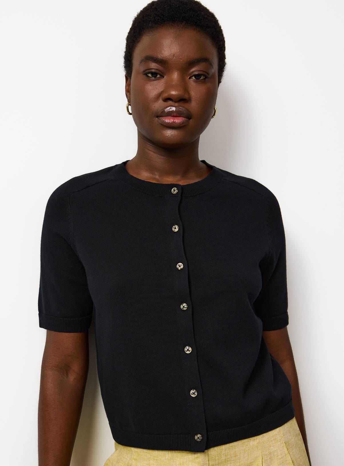 Black Cotton Short Sleeve Raglan Cardigan 12 - Image 1