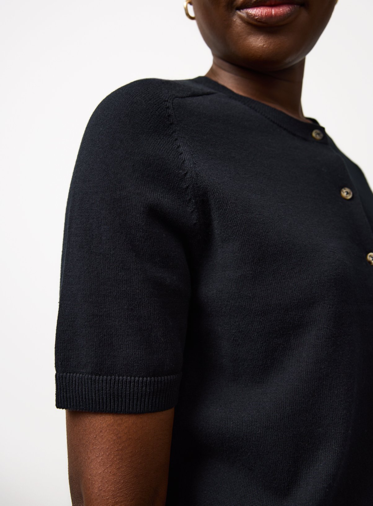 Black Cotton Short Sleeve Raglan Cardigan 12 - Image 3 thumbnail
