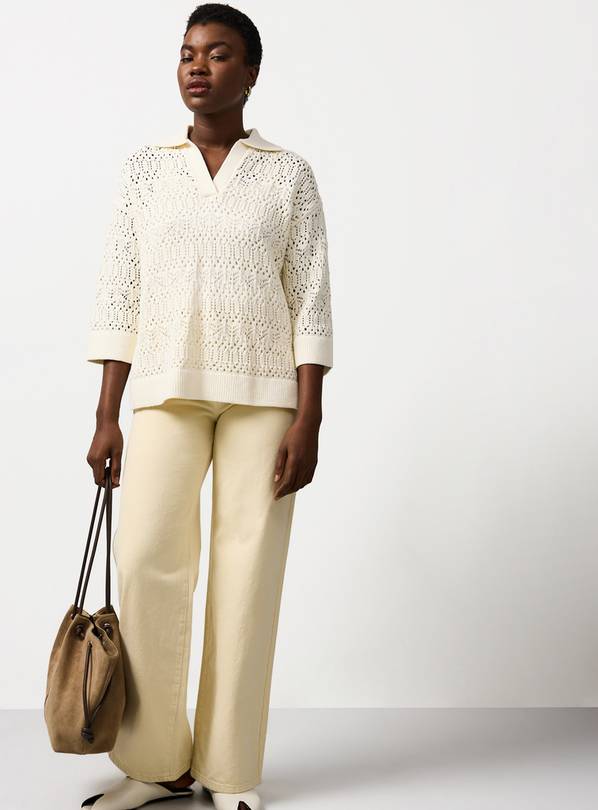 Buy Cream Collared Stitch Jumper L | Co-ords | Tu