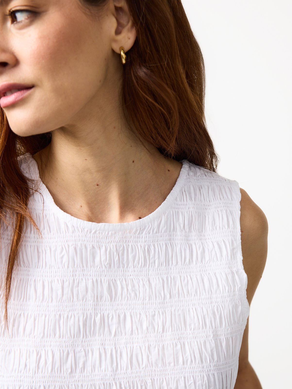 White Poplin Shirred Sleeveless Midaxi Dress 20 - Image 3 thumbnail