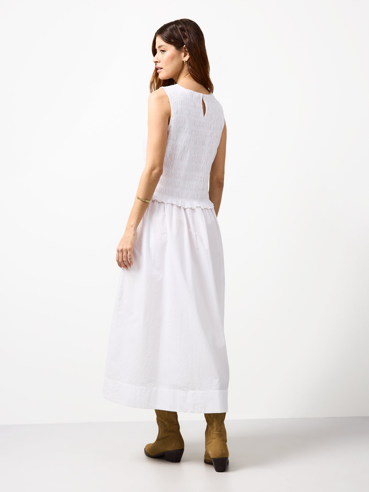 White Poplin Shirred Sleeveless Midaxi Dress 20 - Image 4 thumbnail