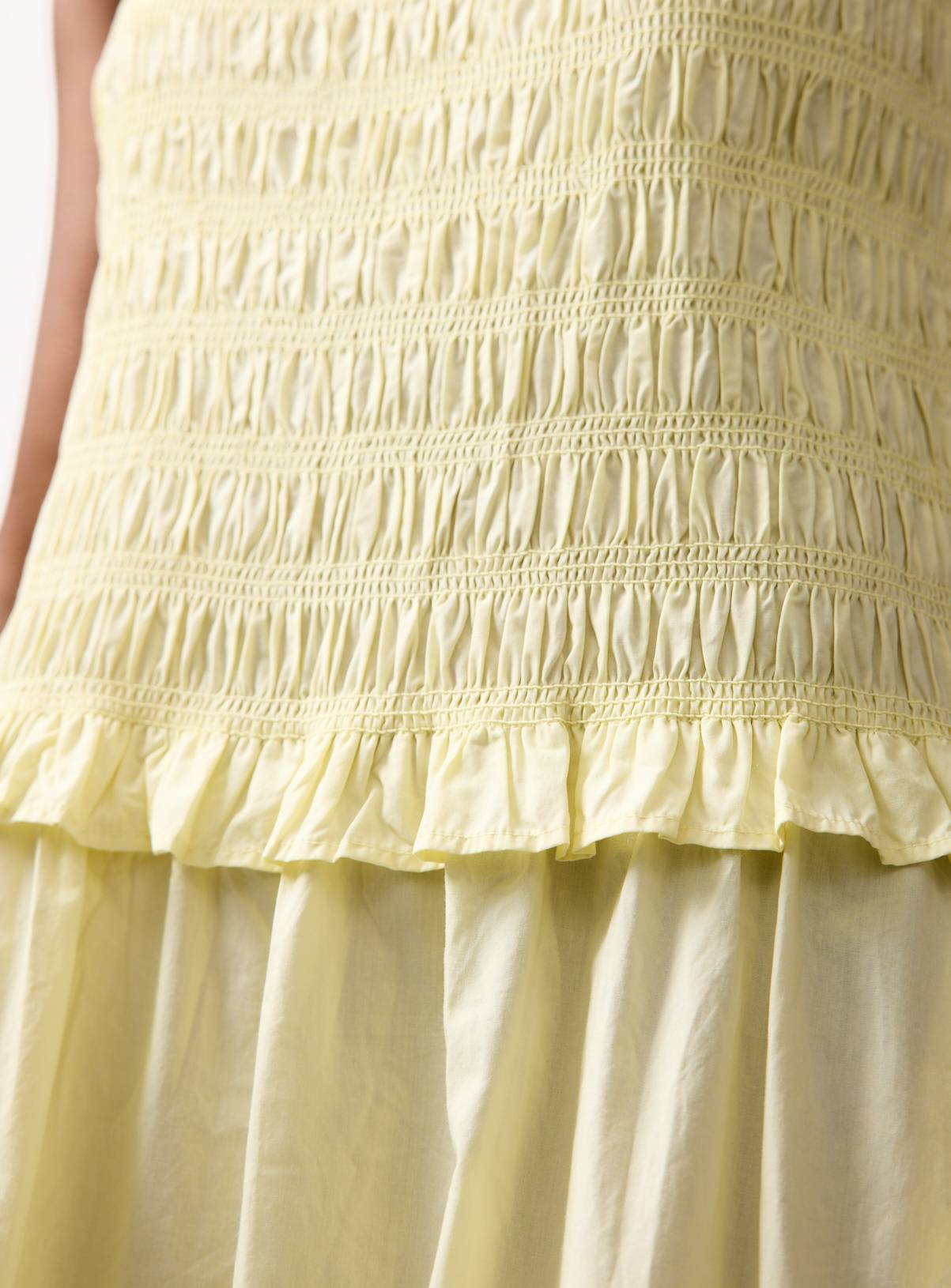 Yellow Poplin Shirred Sleeveless Midaxi Dress 20 - Image 3