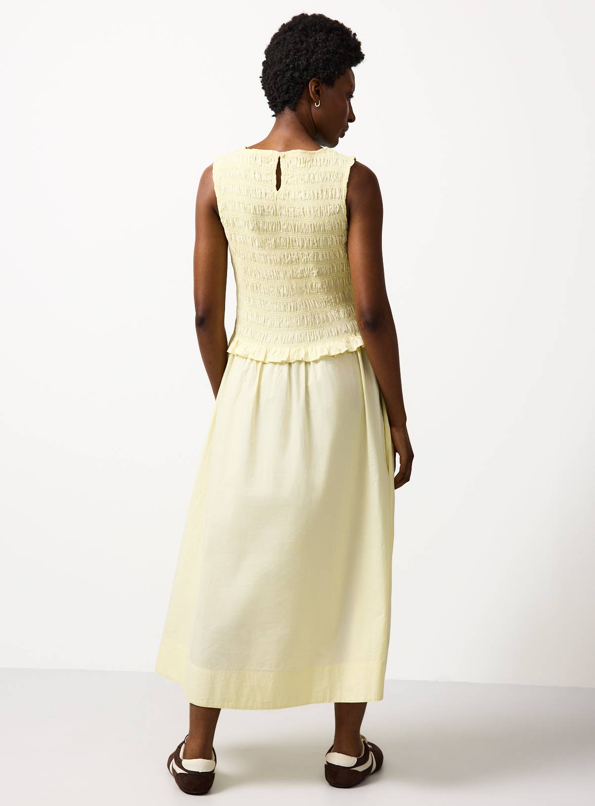 Yellow Poplin Shirred Sleeveless Midaxi Dress 20 - Image 4