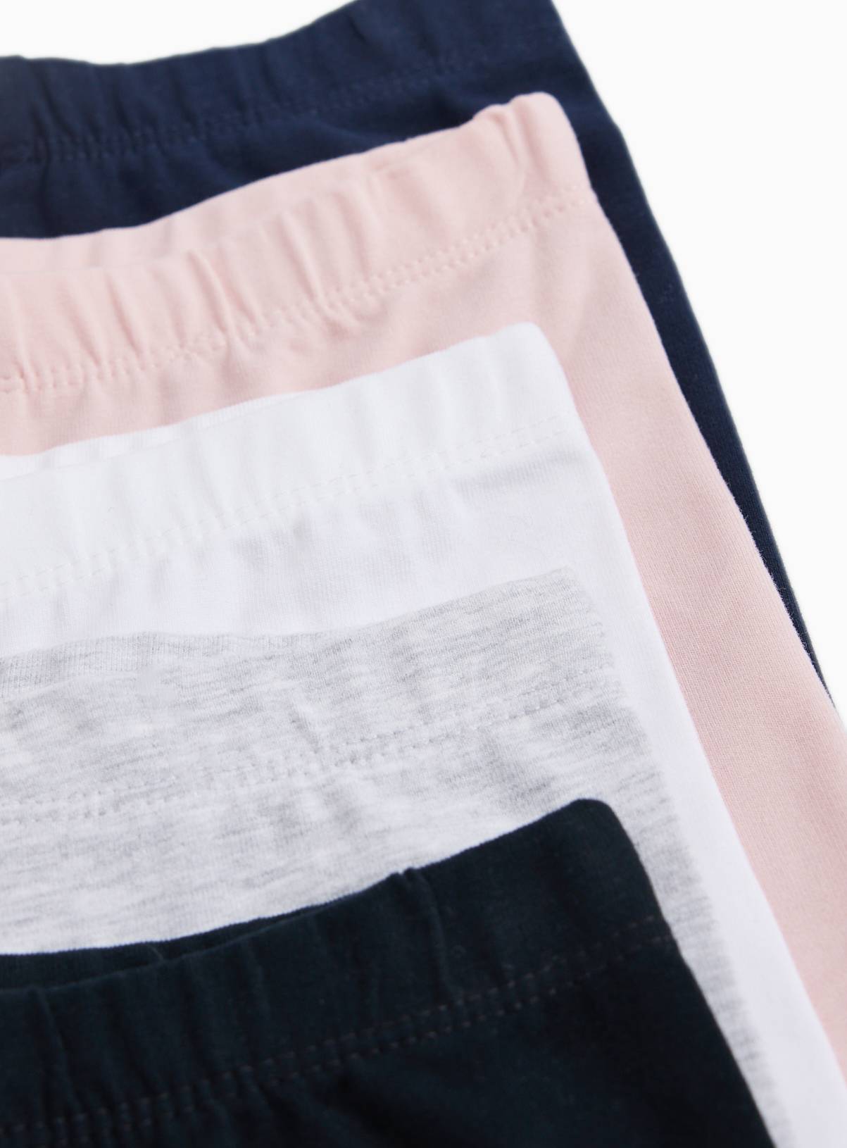 Black & Pink Jersey Cropped Leggings 5 Pack 1-2 years - Image 2