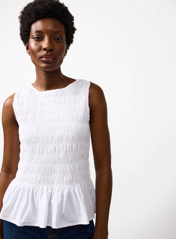 White Shirred Sleeveless Co-ord Top 10