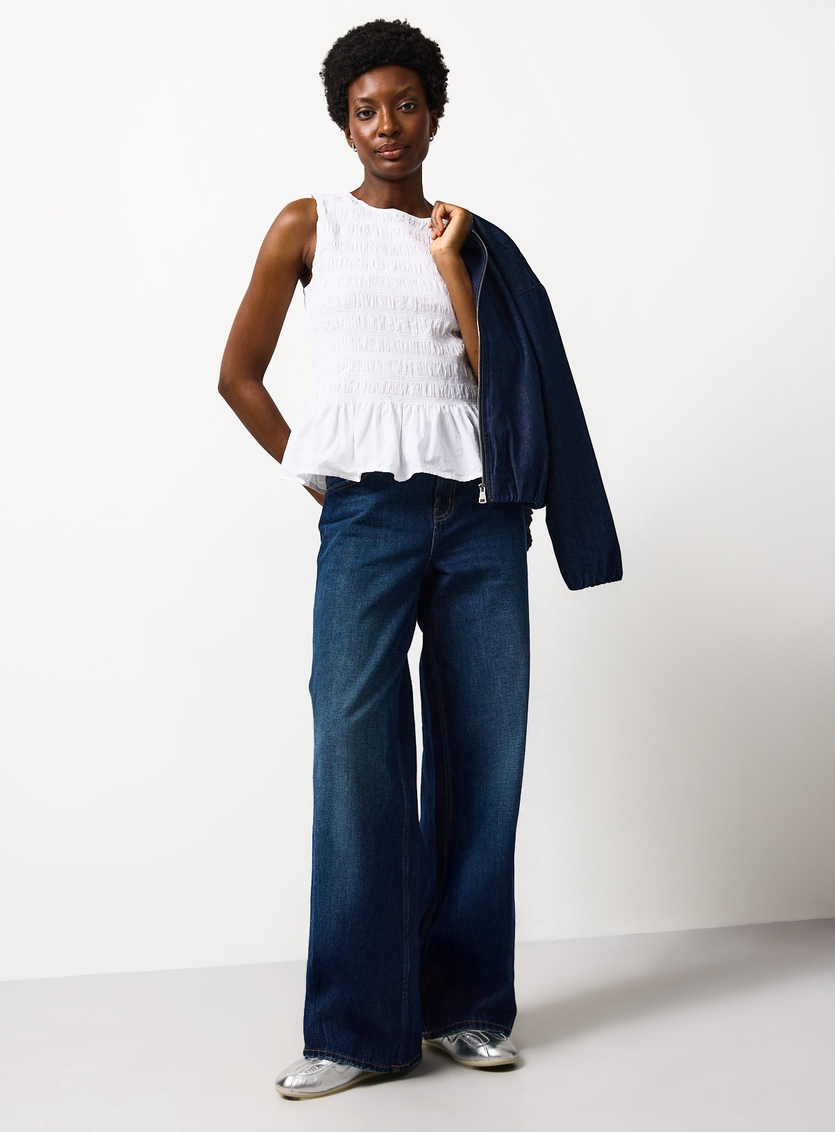 White Poplin Shirred Sleeveless Co-ord Top 10 - Image 2 thumbnail