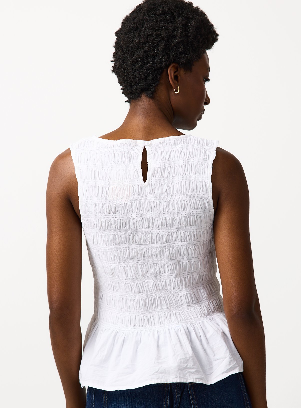 White Poplin Shirred Sleeveless Co-ord Top 10 - Image 4 thumbnail
