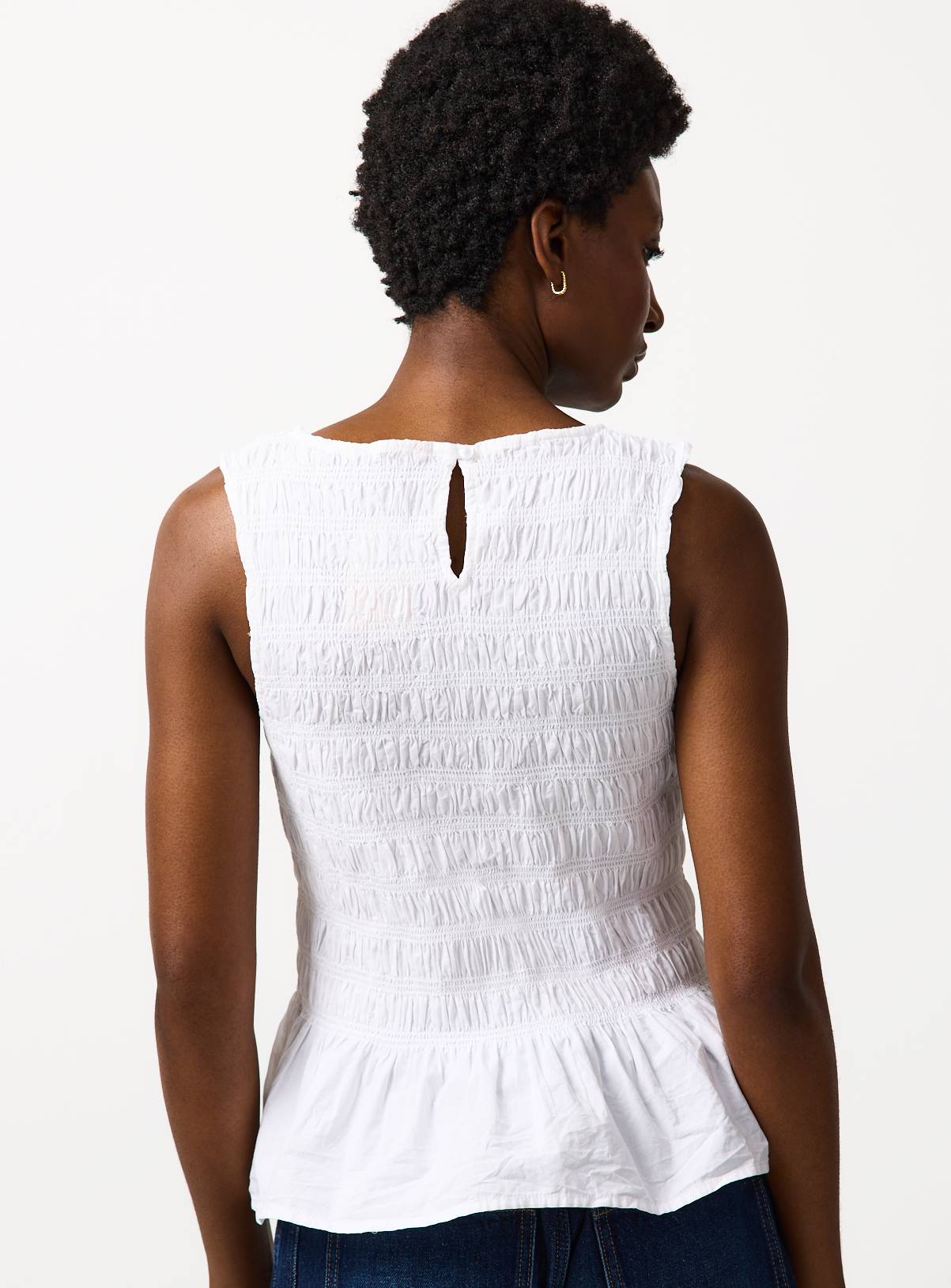 White Poplin Shirred Sleeveless Co-ord Top 10 - Image 4