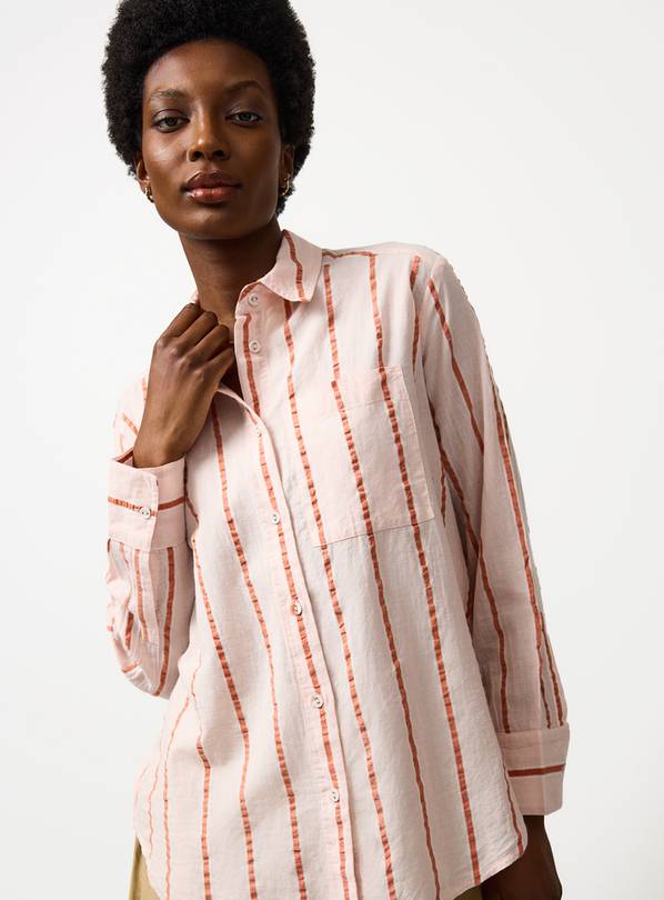 Coral Stripe Print Long Sleeve Shirt 6