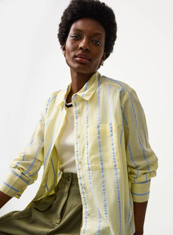 Yellow Stripe Print Long Sleeve Shirt 26