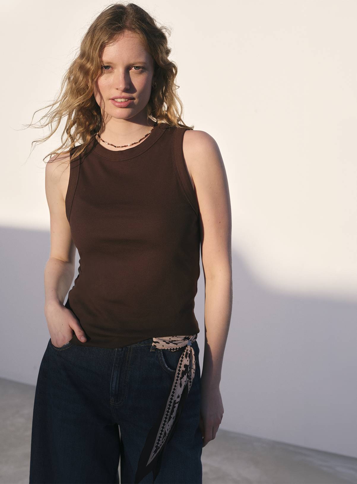 Brown Ribbed Classic Vest 26 - Image 1
