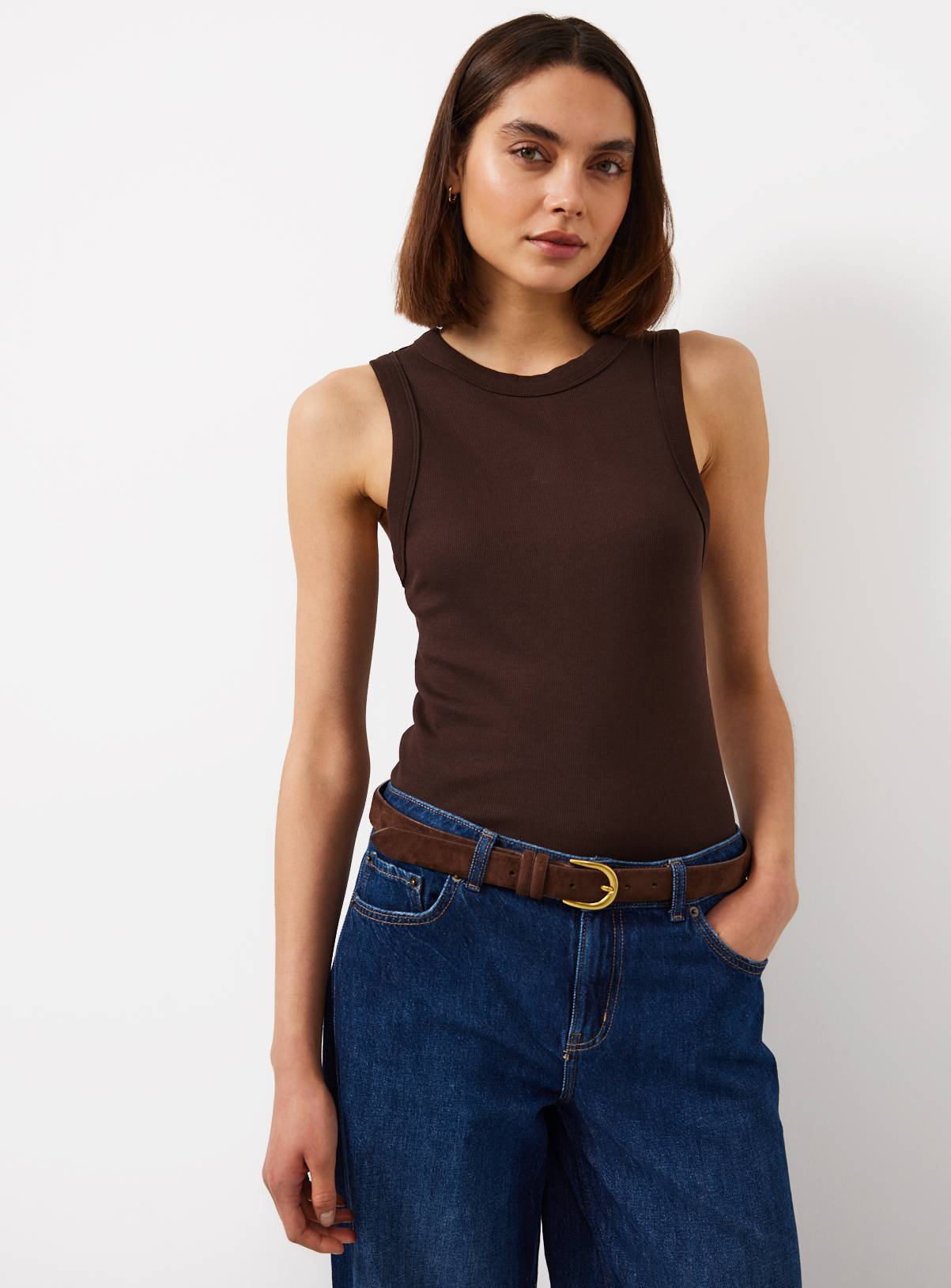 Brown Ribbed Classic Vest 26 - Image 2