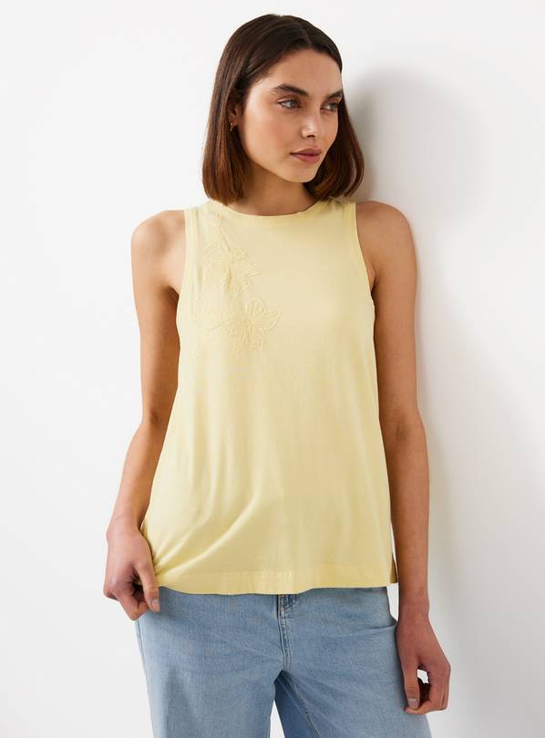 Yellow Floral Appliqué Trapeze Vest XL