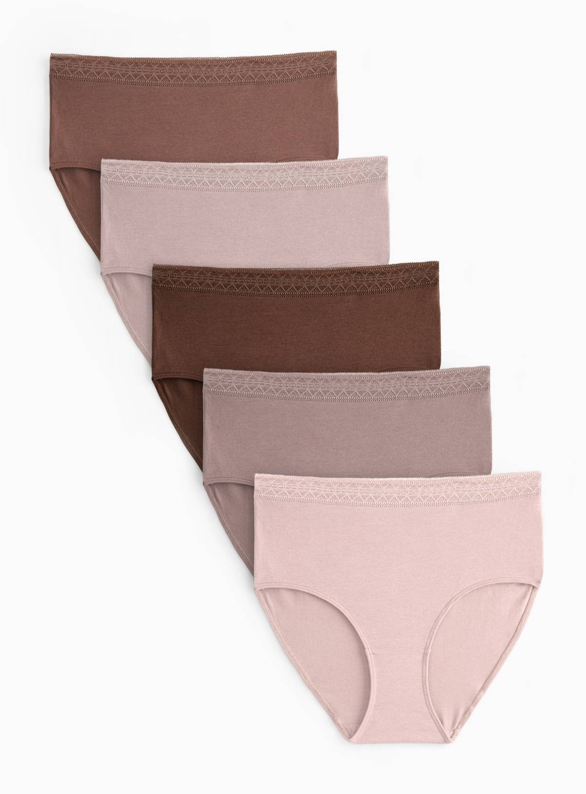 Brown Tonal Full Brief Lace Knickers 5 Pack 22 - Image 1