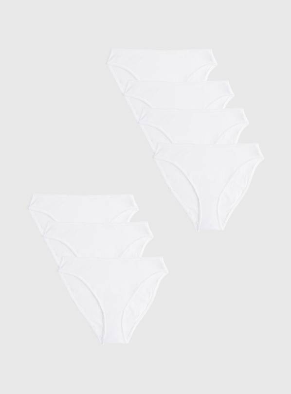 White High Leg Knickers 7 Pack 10