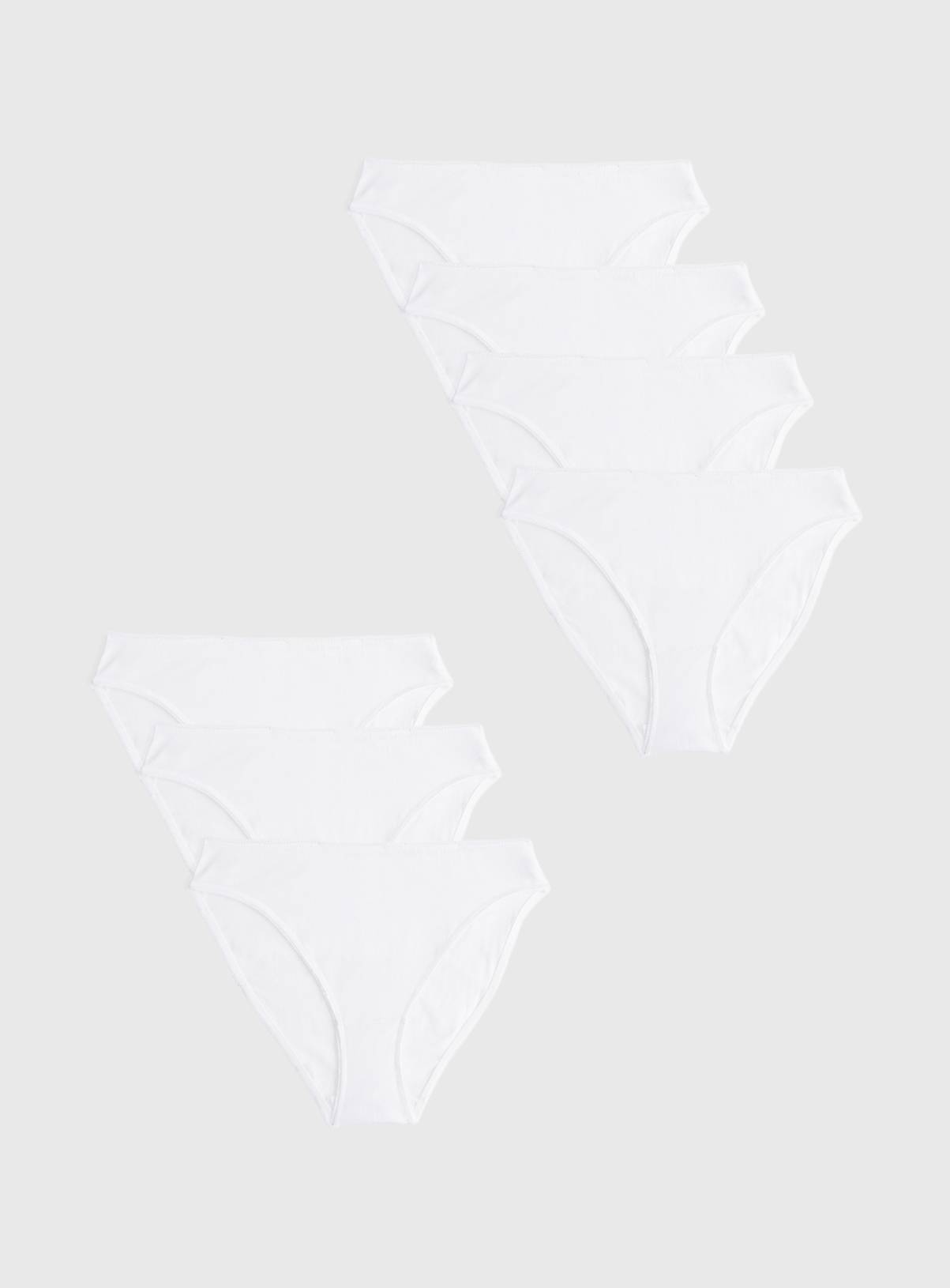 White Cotton High Leg Knickers 7 Pack 10 - Image 1