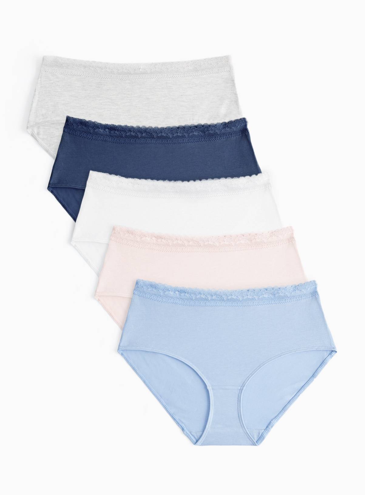 Blue & Pink Midi Lace Knickers 5 Pack 20 - Image 1