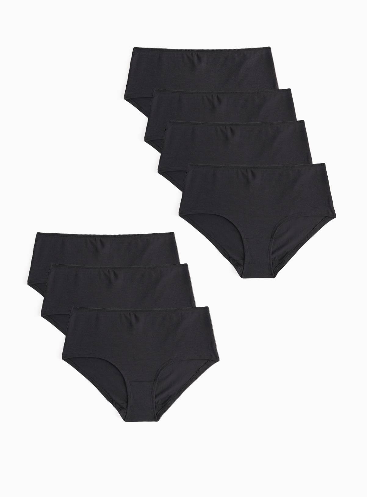 Black Cotton Lycra® Elastane Shorts Knickers 7 Pack 12 - Image 1