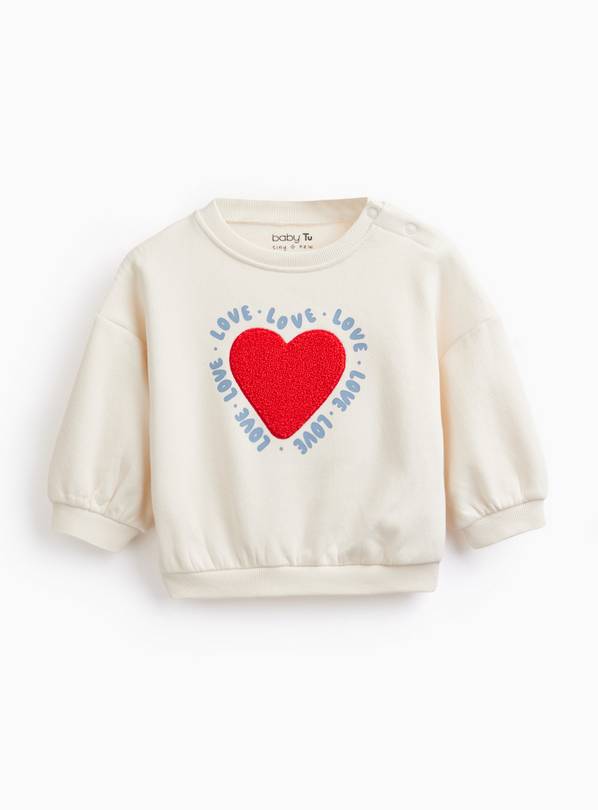 Cream Valentine's Day Love Heart Sweatshirt 9-12 months