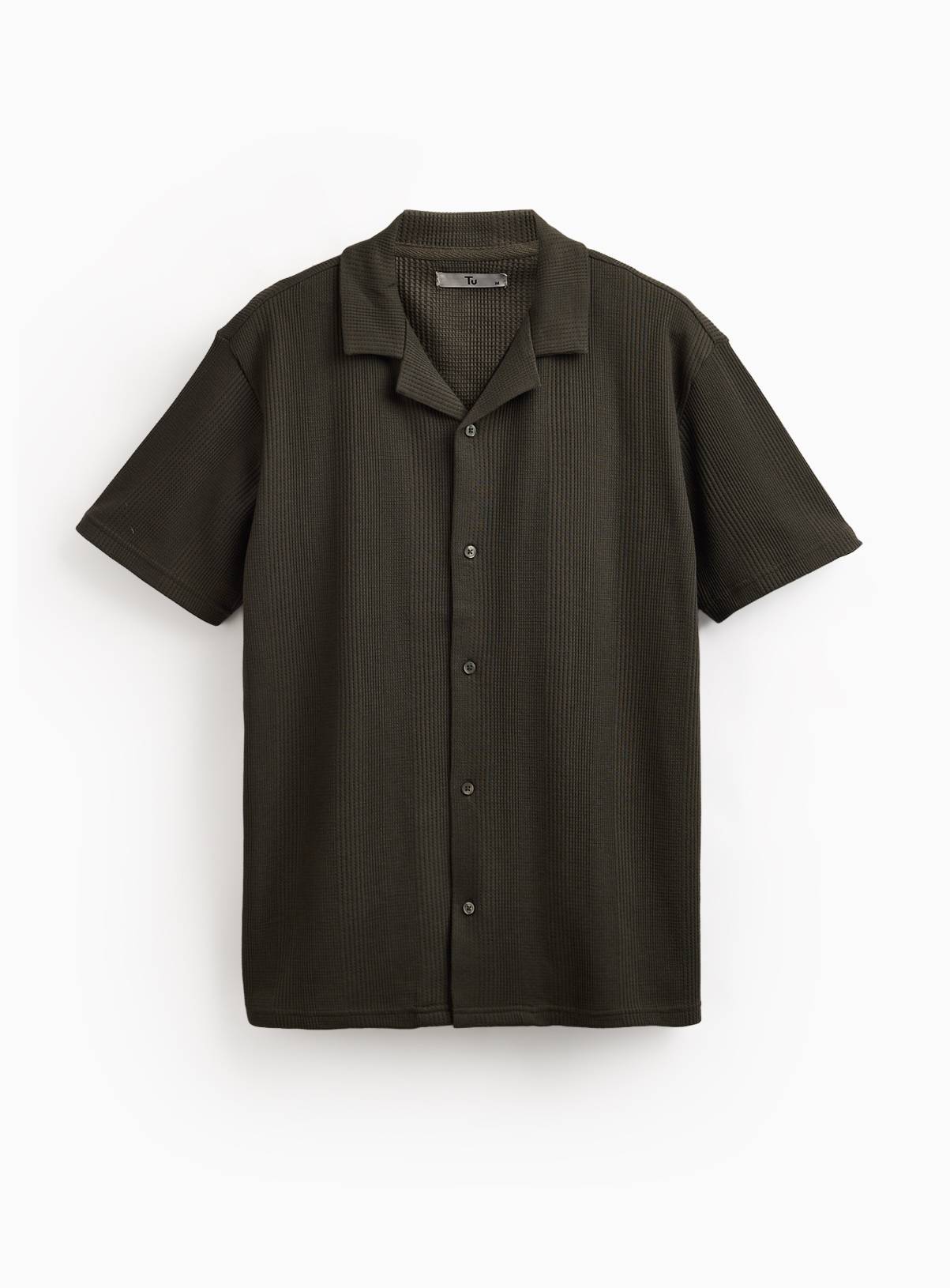 Khaki Textured Co-ord Shirt XXXXL - Image 3