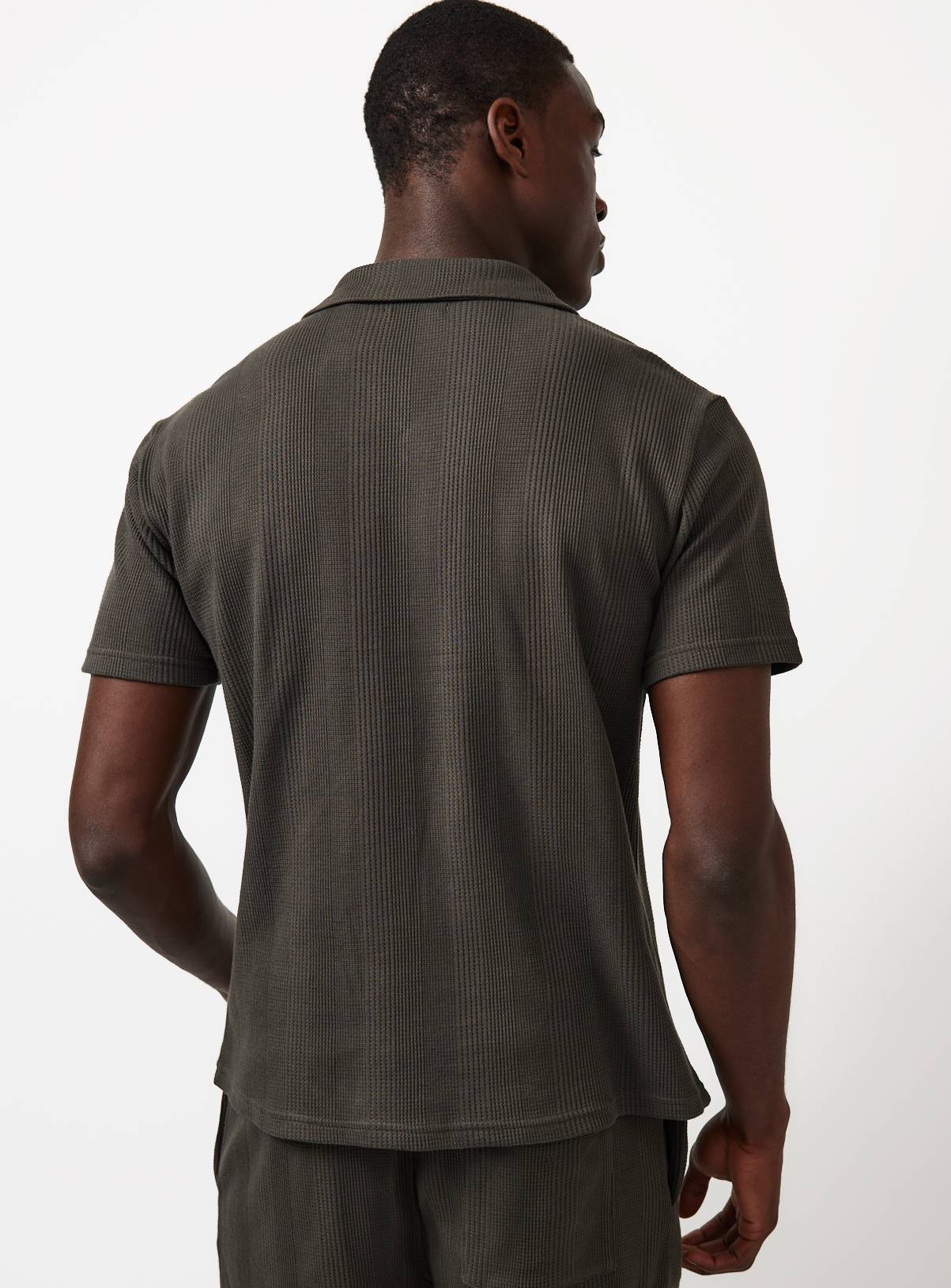 Khaki Textured Co-ord Shirt XXXXL - Image 5