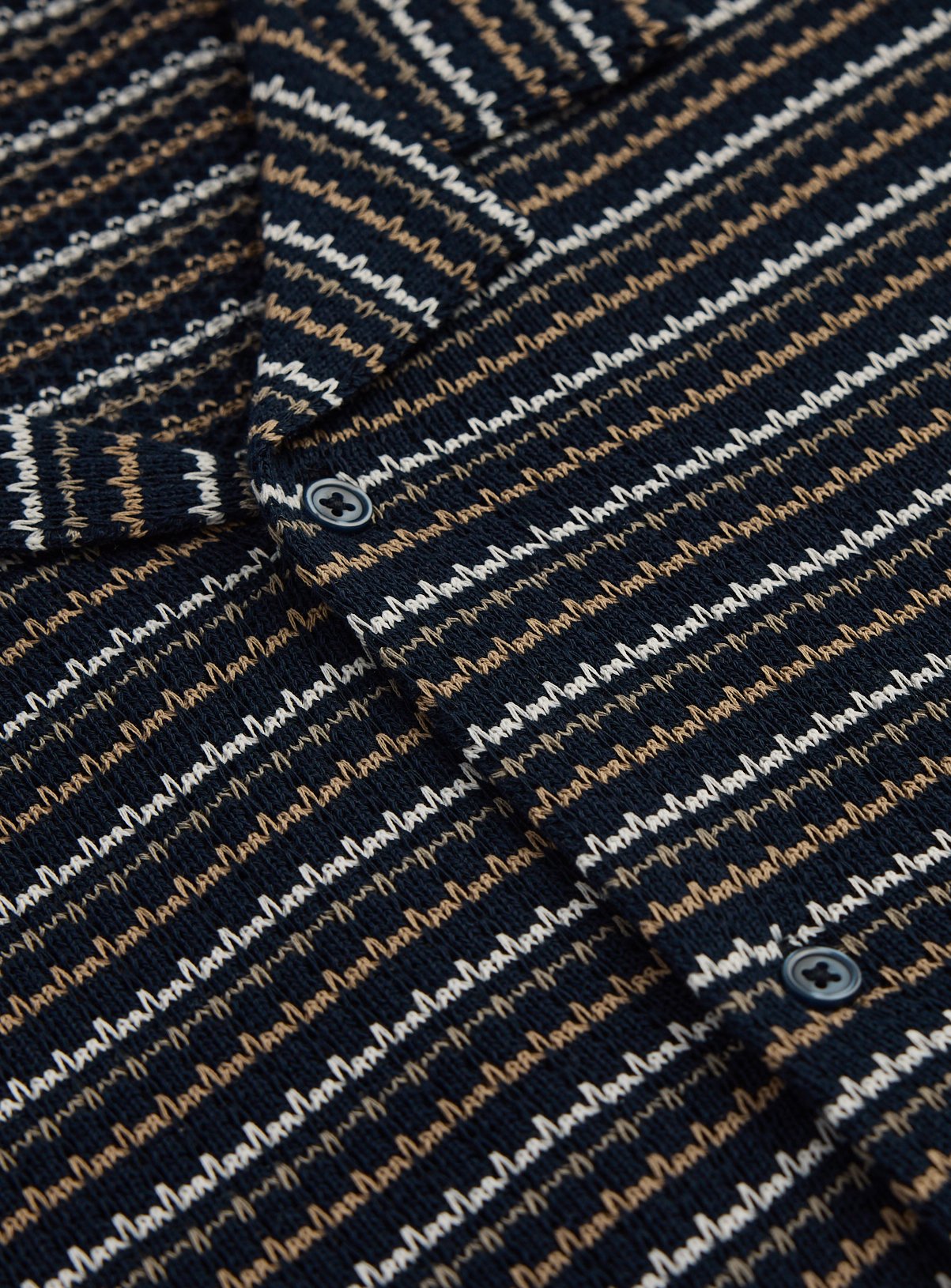 Navy Stripe Textured Jersey Short Sleeve Shirt XL - Image 4 thumbnail