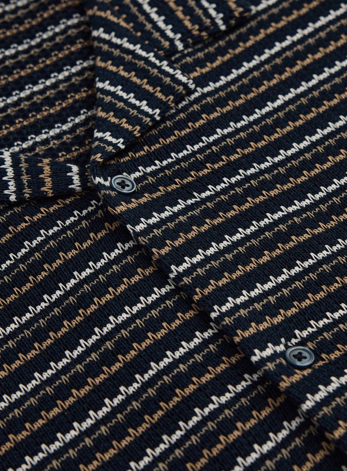 Navy Stripe Textured Jersey Short Sleeve Shirt XL - Image 4