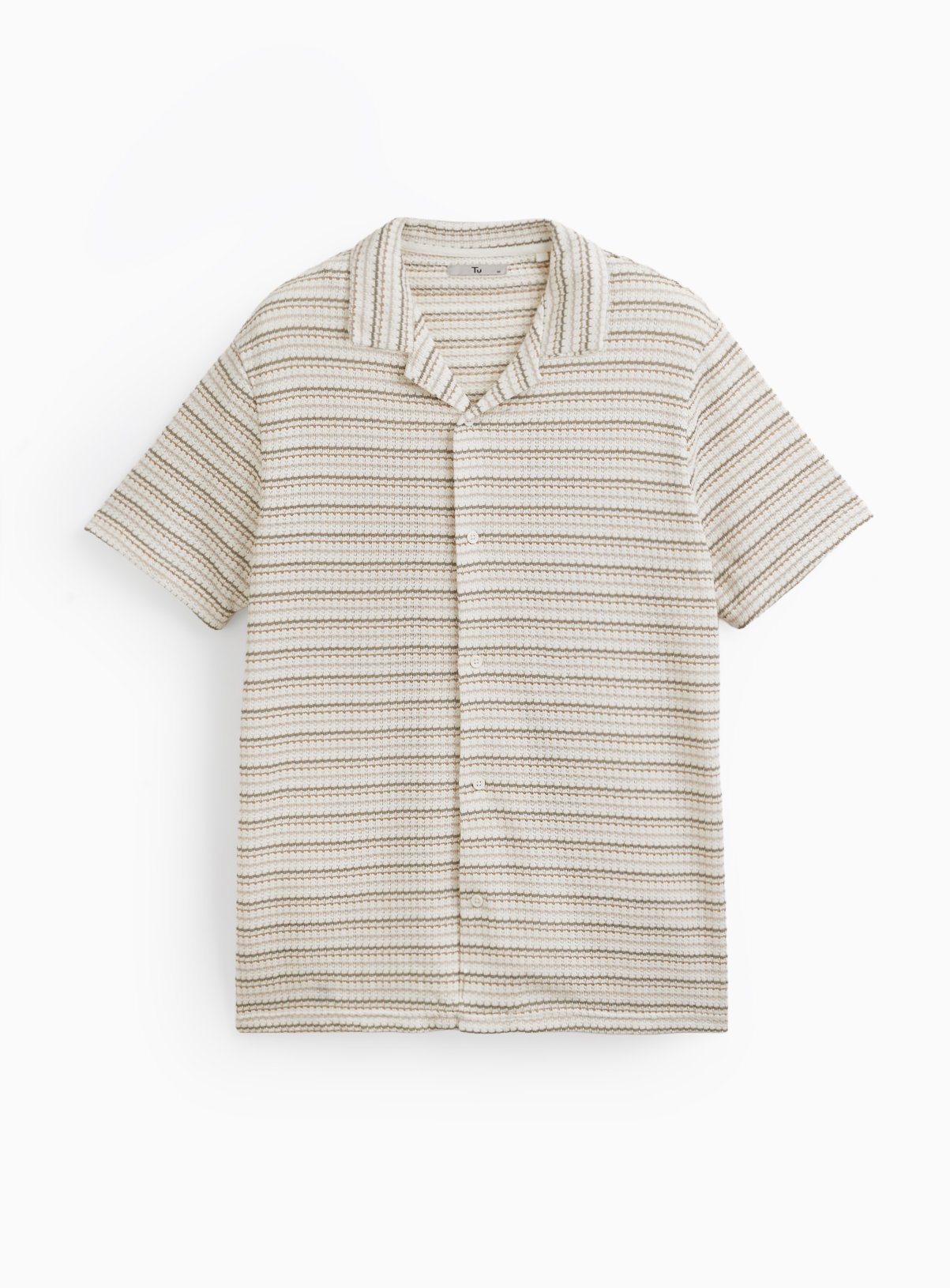 Cream Stripe Textured Jersey Short Sleeve Shirt XXXL - Image 3 thumbnail