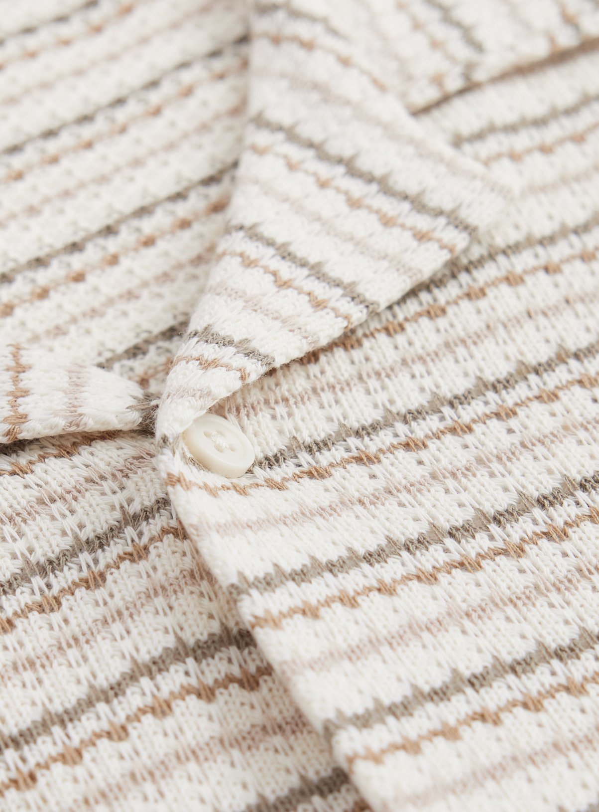 Cream Stripe Textured Jersey Short Sleeve Shirt XXXL - Image 4 thumbnail