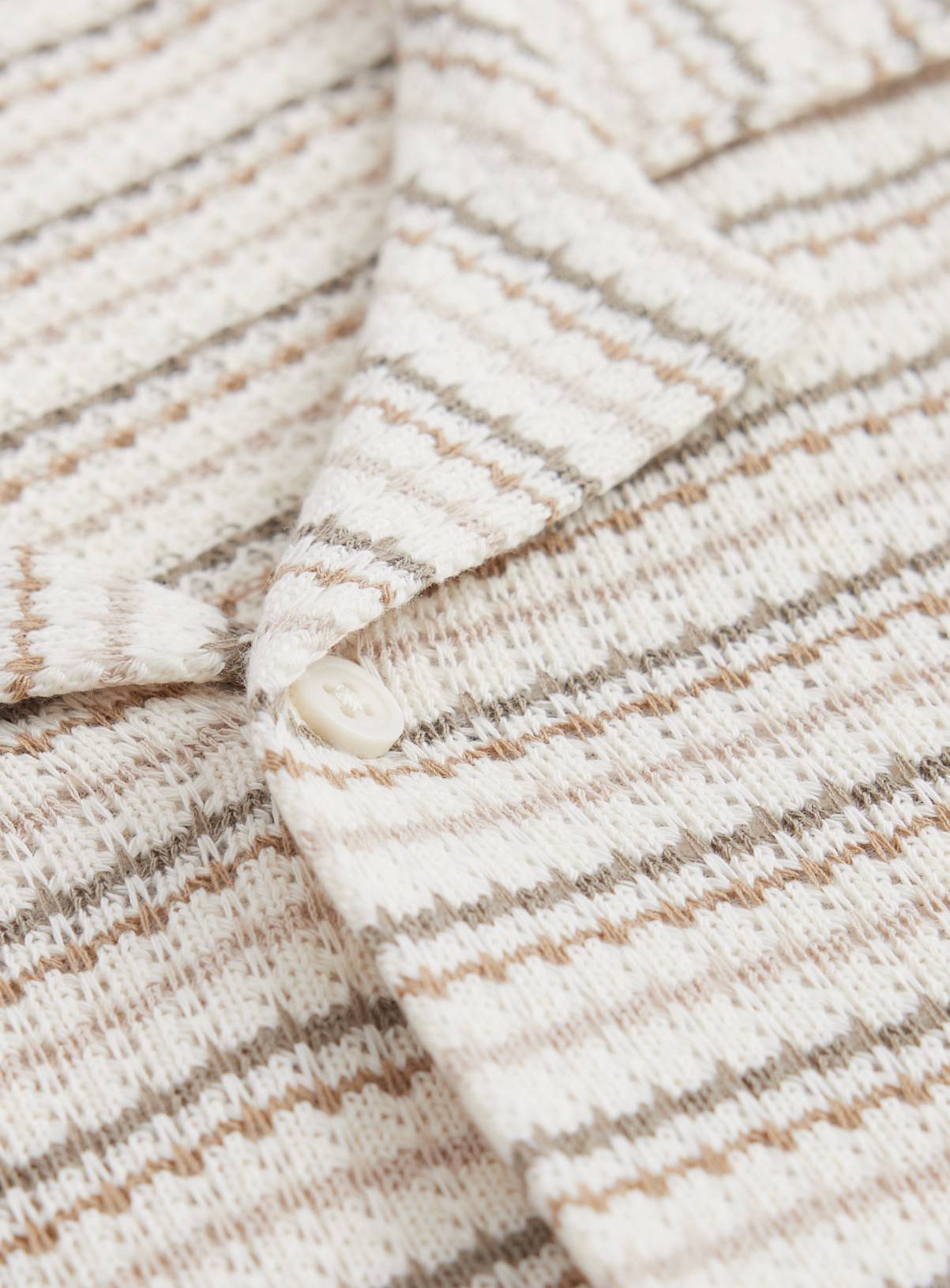 Cream Stripe Textured Jersey Short Sleeve Shirt XXXL - Image 4