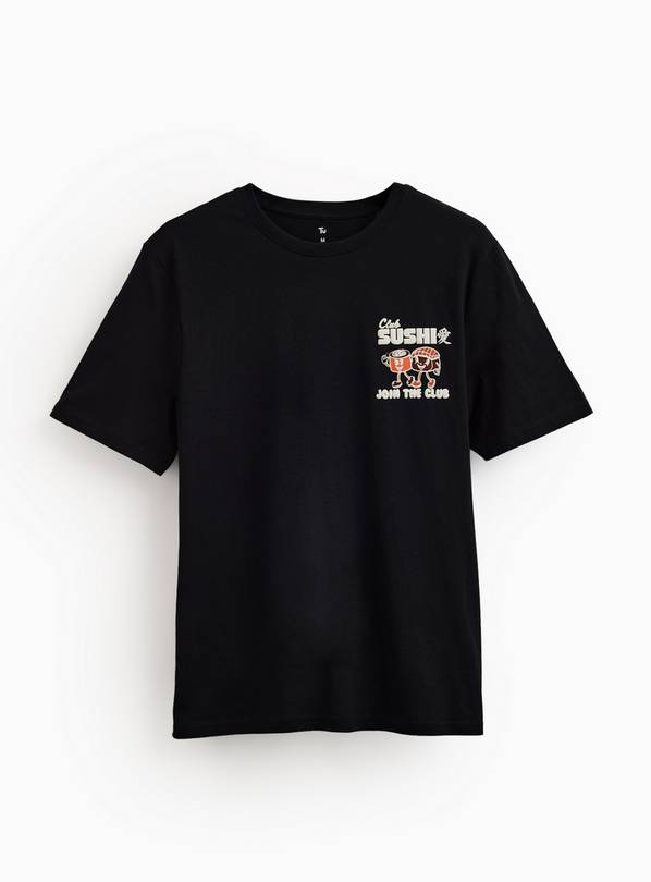 Black Club Sushi Graphic Print T-Shirt M