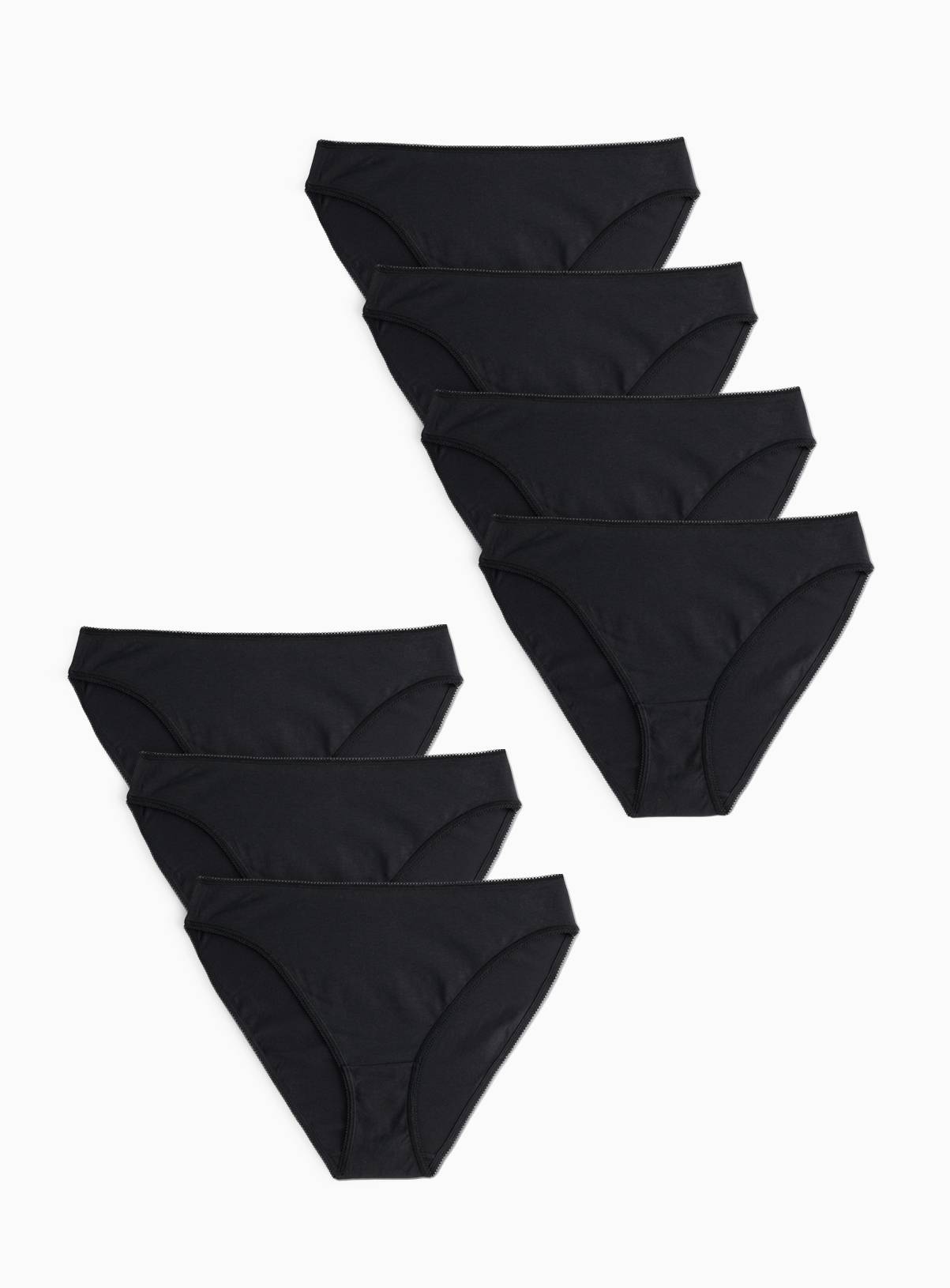 Black Cotton High Leg Knickers 7 Pack 8 - Image 1